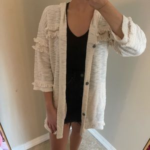 JACK by BB Dakota On The Fringe Ivory Hooded Jacket